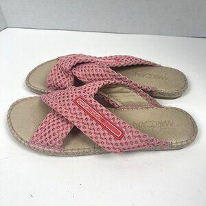 Marc Cain Sports Pink Mesh Espadrille Slides Criss Cross Sandal Made in Spain 40